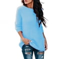 thumbnail image 3 of Suéter elegante de otoño para mujer, suéter cálido de color sólido, cuello redondo, manga larga, suéter de punto, blusa de talla grande, ropa hipster para mujer, 3 of 5