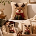 thumbnail image 5 of Christmas Reindeer 3D Throw Pillow Cover, 17.72 Inch Linen Cushion Case with Cartoon Design, Winter Holiday Decor for Sofa Bed, 5 of 6