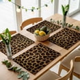 thumbnail image 5 of Leopard Placemats for Dinning Table Set of 4, Brown Vintage Leopard Print Burlap Kitchen Place Mats Waterproof Cloth Table Mats, Indoor Outdoor Placemats Easy Clean Dinner Decor, 5 of 8