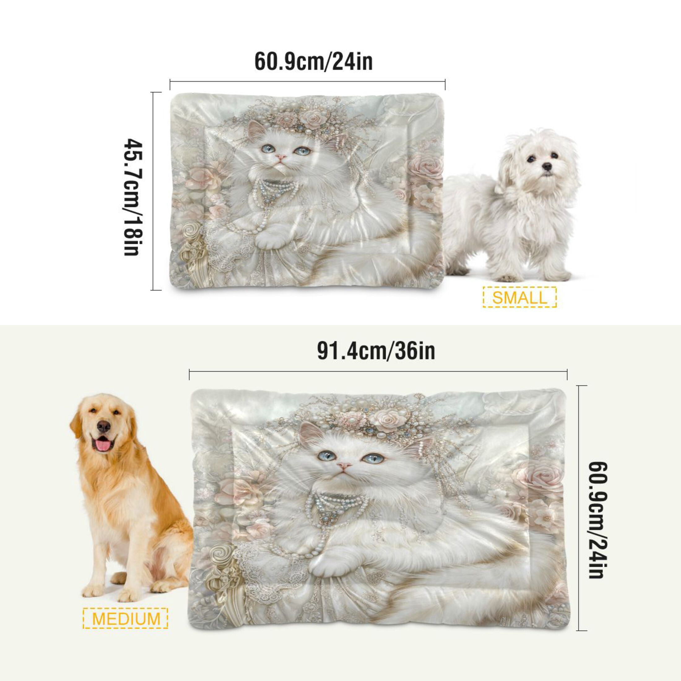 Qxltty Gorgeous White Cat Ped Pad Wear-resistant and Hard to Bite Through Sleeping Pad for Small Medium Large Dogs Winter Pet Bed 36×24in