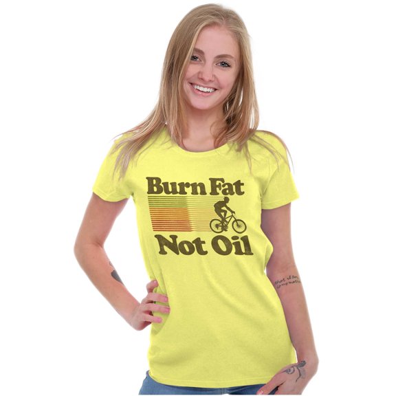 Burn Fat Not Oil Cycling Vintage Women's T Shirt Ladies Tee Brisco Brands 2X