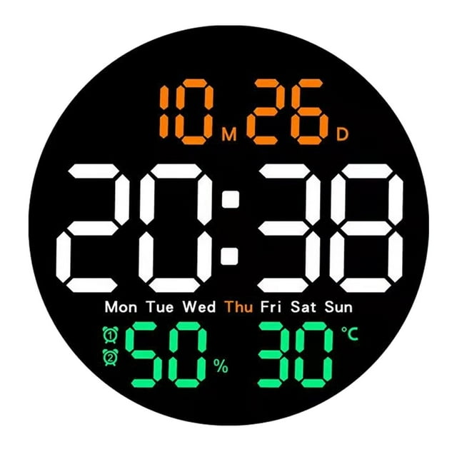Leodye 1PCS Multi-function Color Screen Wall Clock Silent Remote Control Design Living Room Home Decor Digital Electronic Clock -10.04 x 10.04 x 1.18 in