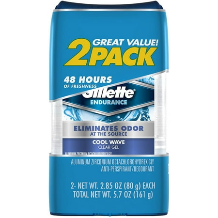 3 Pack Gillette Endurance Clear Gel Antiperspirant Deodorant Twin Pack Cool Wave 2 85 Oz Each 2 Ea - 