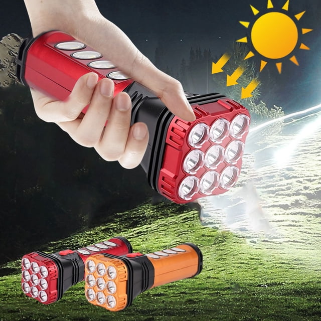 Fiudx Linterna Solar, Luz Led Superbrillante, Carga Usb y Solar, Luz de Emergencia Portátil, Linterna de Camping, Resistente Al Agua Ipx5, Ideal para Actividades Al Aire Libre, Tamaño 8,1 X 6,5 Cm.