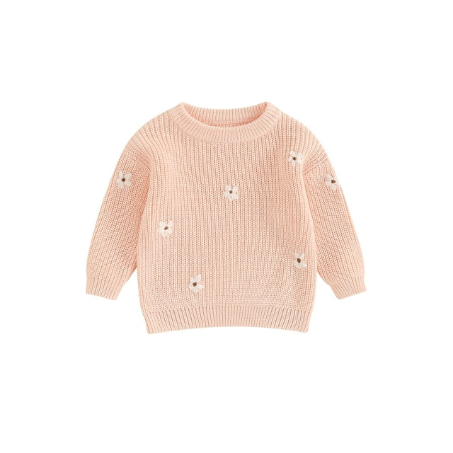ZAXARRA Bébé Fille Garçon Pull à Manches Longues Fleur Col Rond Pull en Tricot Tops Automne Hiver Vêtements Chauds Tenues