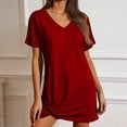 thumbnail image 2 of Hurxie Swimsuit Cover Ups for Women Short Sleeve Bathing Suit Coverup Casual Bikini Swimwear Beach Cover Up Dress Red,L, 2 of 7