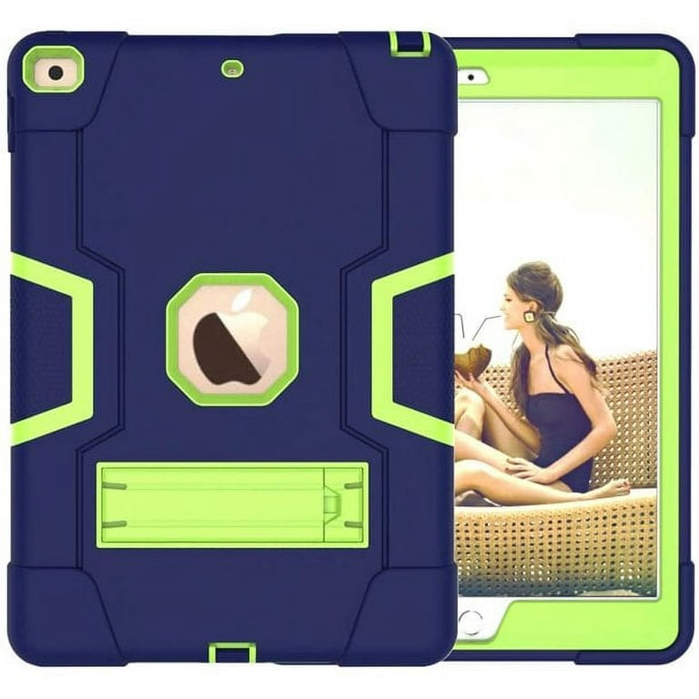 New iPad 9th Generation Case iPad 10.2 inch 2021 Released With A Screen  Protector ,SOATUTO Shockproof Rugged Cover iPad 10.2 HD Tempered Glass For iPad  9th 8th 7th 10.2 inch - 1Pcs/Navy+Green 