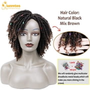 باروكة QUEENTAS Dreadlock للنساء، شعر مضفر، ضفائر صناعية قصيرة، باروكة Faux Locs Twist، باروكة شعر كروشيه مجعد