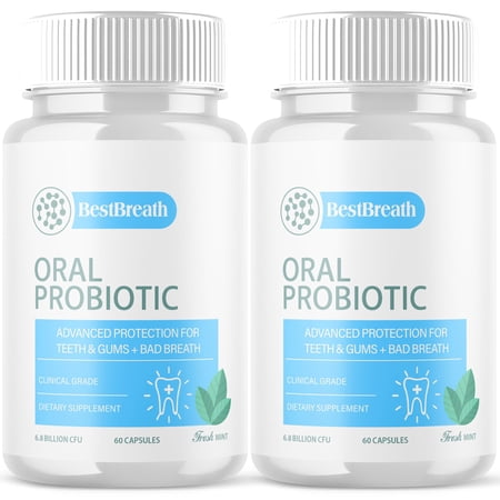 (2 Pack) Best Breath - Advanced Oral Probiotics Formula for Healthy Teeth and Gums, Fresh Breath, Ear, Nose, Throat, and Immune Health Supplement - 120 Capsules