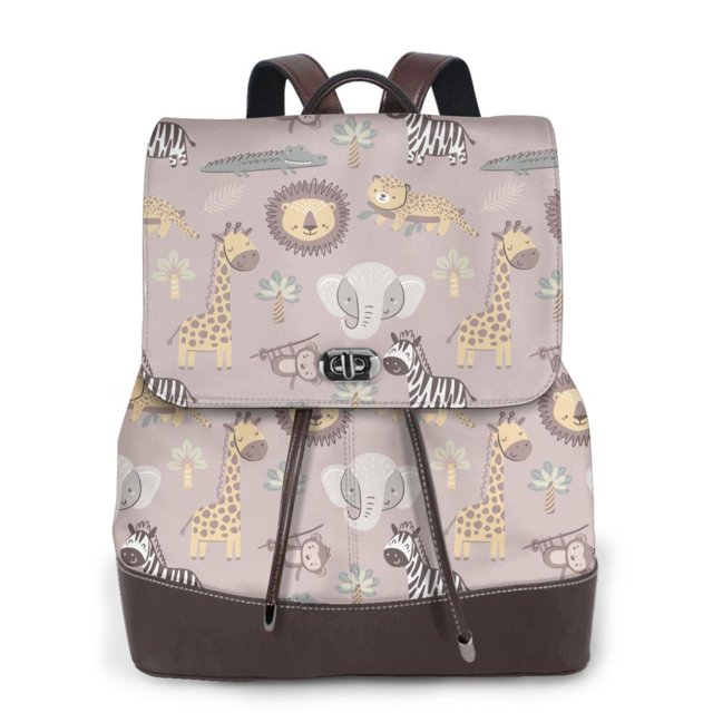 Balery Safari Animals Mochila de Cuero para Mujeres, Gran Capacidad, Bolsa de Viaje Multifuncional, Mochila de Cuero y Bolsa de Hombro para Mujeres