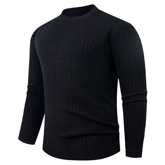Kalauyu Men's Pullover Sweater Crewneck Cable Knit Long Sleeve Sweater Classic Soft Knitted Sweaters with Ribbing Edge