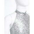 thumbnail image 6 of TiaoBug Girl's Glitter Sequins Jazz Ballet Hip Hop Dance Tank Top Sleeveless Halter Gymnastic Dance Tops Silver 10, 6 of 7