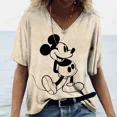 thumbnail image 2 of Nuevas camisetas vintage con estampado de Mickey Mouse de Disney para mujer, camisetas con cuello en V, ropa de calle informal, camisetas de manga corta de verano, 2 of 5