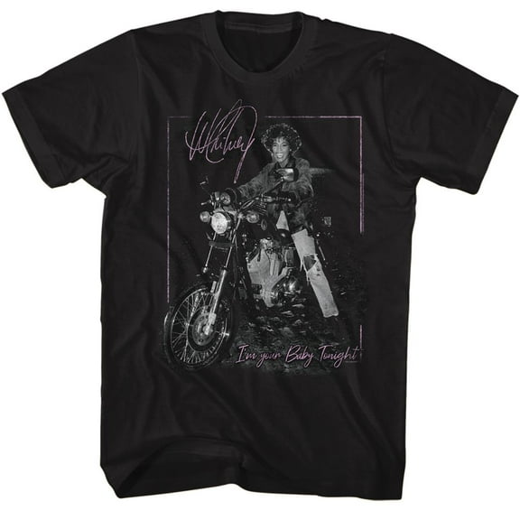 Whitney Houston Motorcycle Black Adult T-Shirt 4Xlt