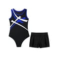 thumbnail image 5 of iiniim Kids Girl Boy Dance Leotard Sleeveless Unitard Biketard Bodysuit with Shorts Gymnastics Jumpsuit Blue&Black 8, 5 of 7