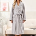 thumbnail image 4 of Ynynloco Women Shawl Plush Fleece Kimono Robes Bathrobe Soft Sleepwear V-neck Casual Ladies Loungewear Housecoat with Pockets, 4 of 7