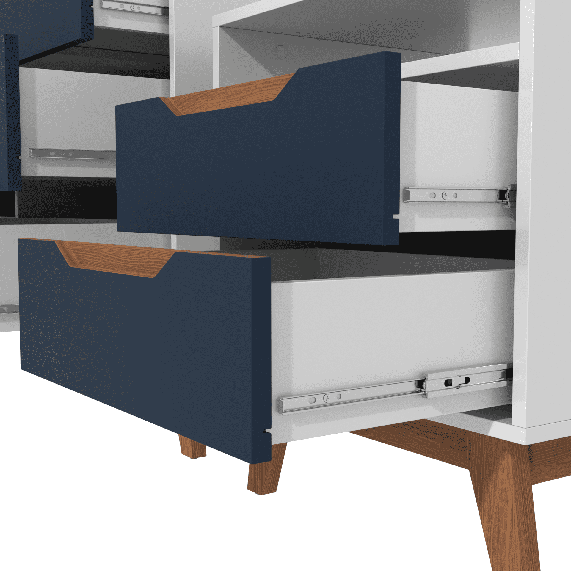 Kappesberg Bedroom Furniture Set with 6-Drawer Dresser and 2-Drawer Nightstand, White/Blue – Modern Storage Combo