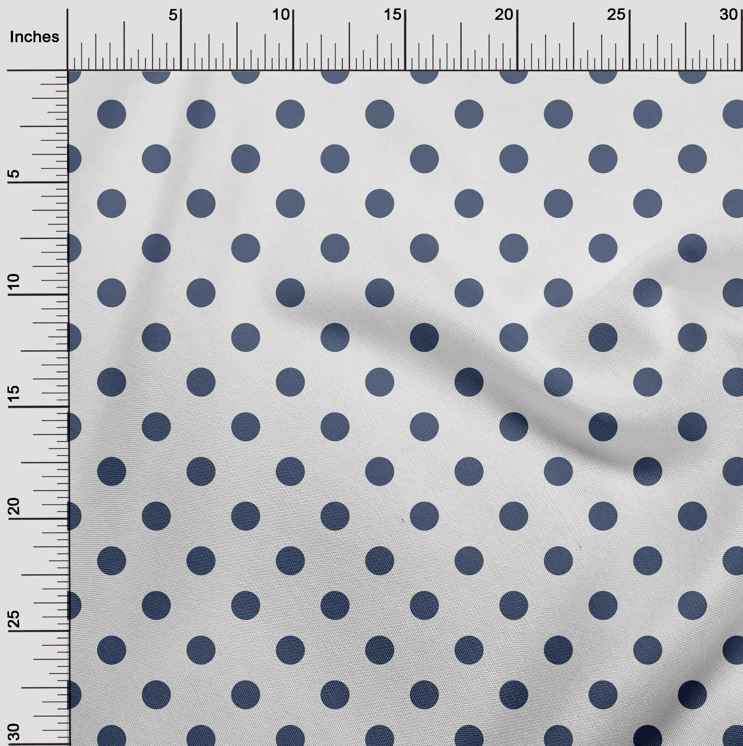 oneOone Cotton Poplin Dark Dusty Blue Fabric Polka Dots Dots Sewing Craft Projects Fabric Prints By Yard 42 Inch Wide