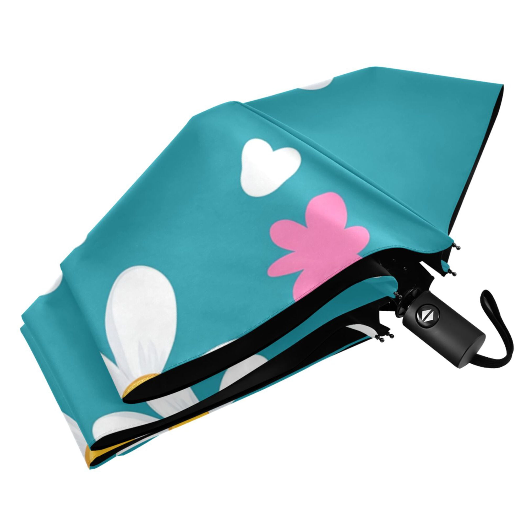 FORMRS Travel Umbrella Folding Auto Open Close Windproof Rain UV Protection, Small Daisy