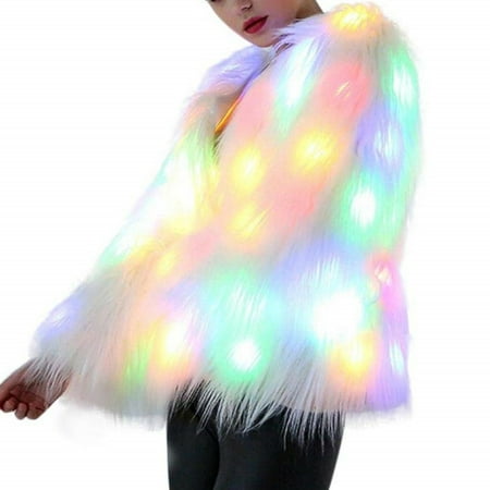 - Nicesee Women LED Light Faux Fur Coat Stage Costumes