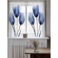 thumbnail image 4 of Blue Tulip Flower Tier Curtains 45 Inch Length,Sheer Curtains for Bedroom Living Room Window Vintage Spring Plant Floral Botanical Small Half Window Kitchen Curtains & Drapes 27.5"x45" 2 Panels, 4 of 6