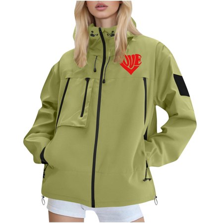 HAPIMO Women s and Men s Lightweight Waterproof Jacket Couple Outdoor Travel Hiking Rain Jacket Casual Long Sleeve Loose Jacket Solid Zip Up Jacket Green XXL