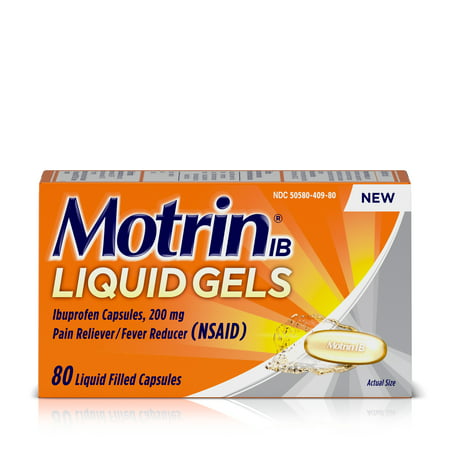 Motrin IB Liquid Gels, Ibuprofen 200mg, Pain & Fever Relief, 80