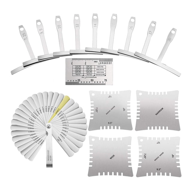 Guitar Luthier Measuring Tool Kit Set String Action Ruler Understring Radius Gauge Guitar Radian Ruler 32 Blade Feeler Gauge