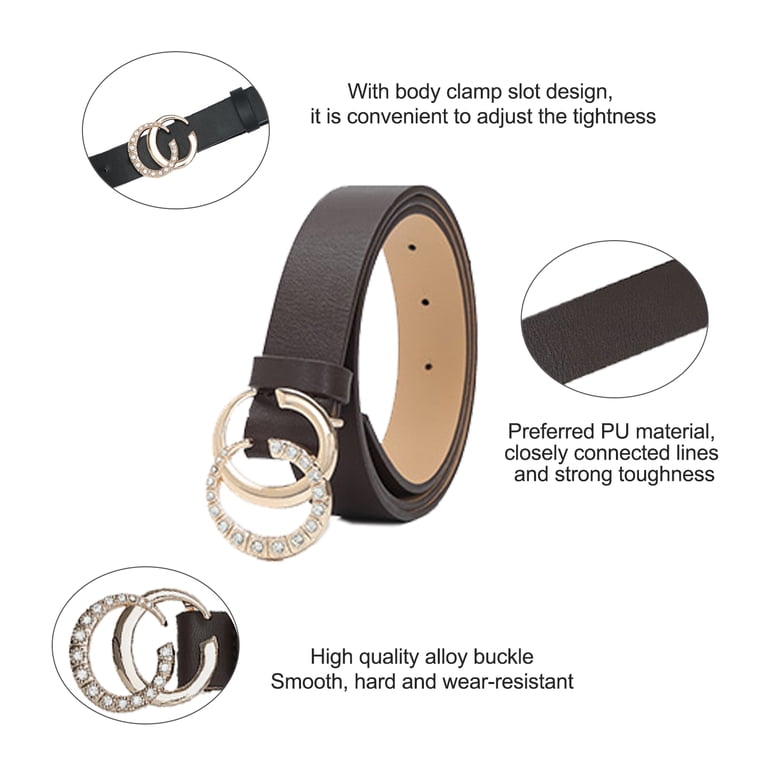 2 Pack Women Leather Belt, Adjustable Stretch Belt for Jeans  display picture 1