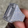 thumbnail image 6 of Men's Real Solid 925 Sterling Silver Initial Letter I Iced Baguette Flooded Out Big Hip Hop Ring Size 10, 6 of 8