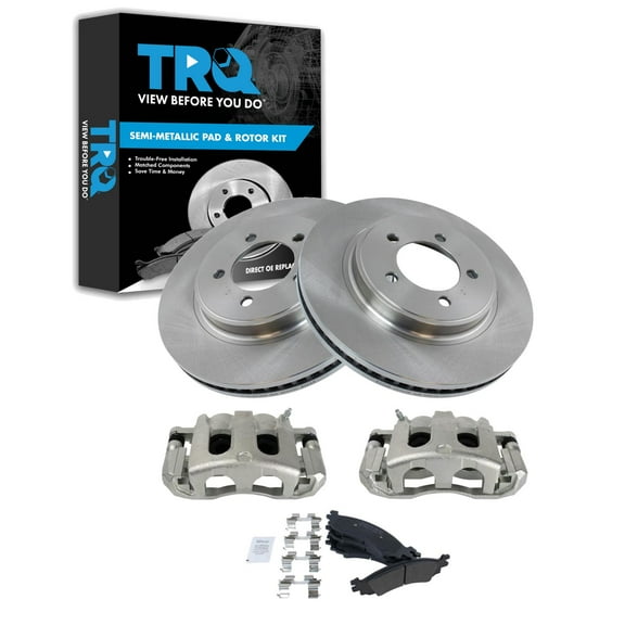 TRQ Front Brake Pad & Rotor Kit Brake Caliper Brake Pads Brake Rotor Semi-Metallic Fits Select 2006-2010 Ford Explorer 2007-2010 Explorer Sport Trac Mercury Mountaineer