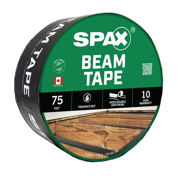 SPAX Beam Tape Butyl Deck Tape - Weather Resistant, Self Adhesive - 3.25 in x 75 ft