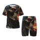 thumbnail image 1 of Fotbe Cyberpunk Skull American Flag Pijama Estampada de 2 Piezas para Niños – Ropa de Dormir de Manga Corta Cómoda para Niños y Niñas, Camiseta y Shorts de Algodón-Large, 1 of 6