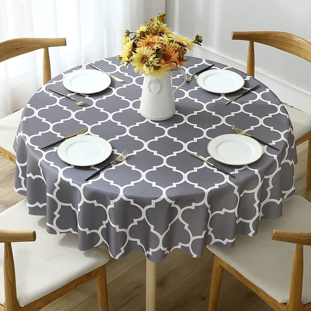 Moroccan Polyester Fabric Tablecloth - Water-Resistant Wrinkle Free Rectangle Dining Table Cover, Washable Protector for Holiday and Outdoor
