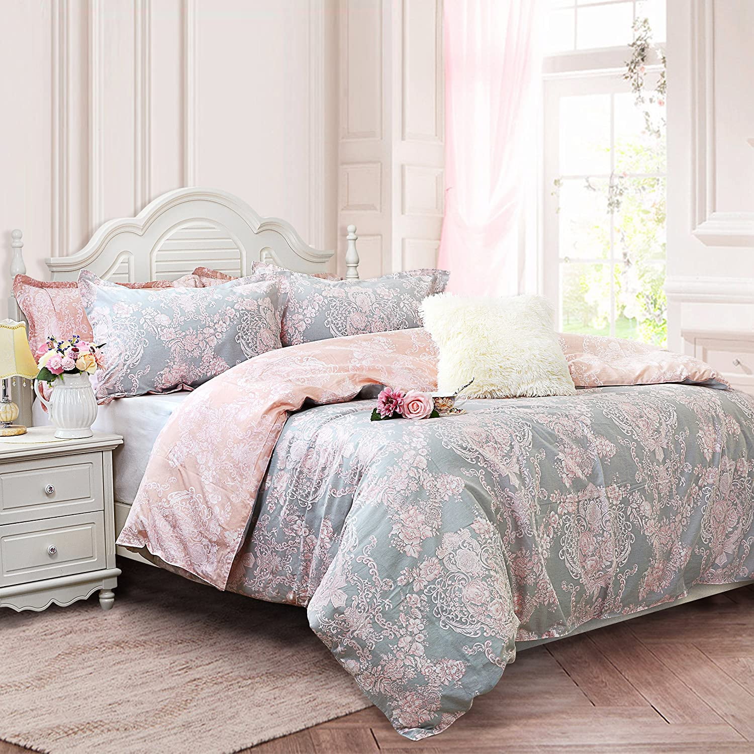Blush Pink Bedding Sets Damask Floral Bedding 100 Cotton Duvet Cover