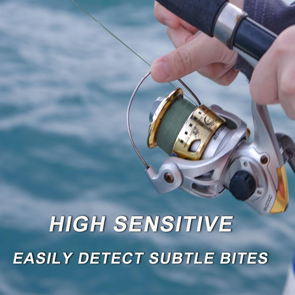 LinHiver Braided Fishing Line, Strong Power, Great Abrasion Resistance, Thin Diameter, No Stretch, Low Memory and High Sensitivity(328Yds, 4 strands, 50LB, military green)
