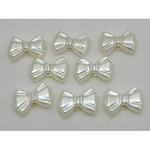 U8MO 200 Ivory Acrylic Pearl Flatback Bows BowKnot Cabochons 12mm Scrapbook Craft