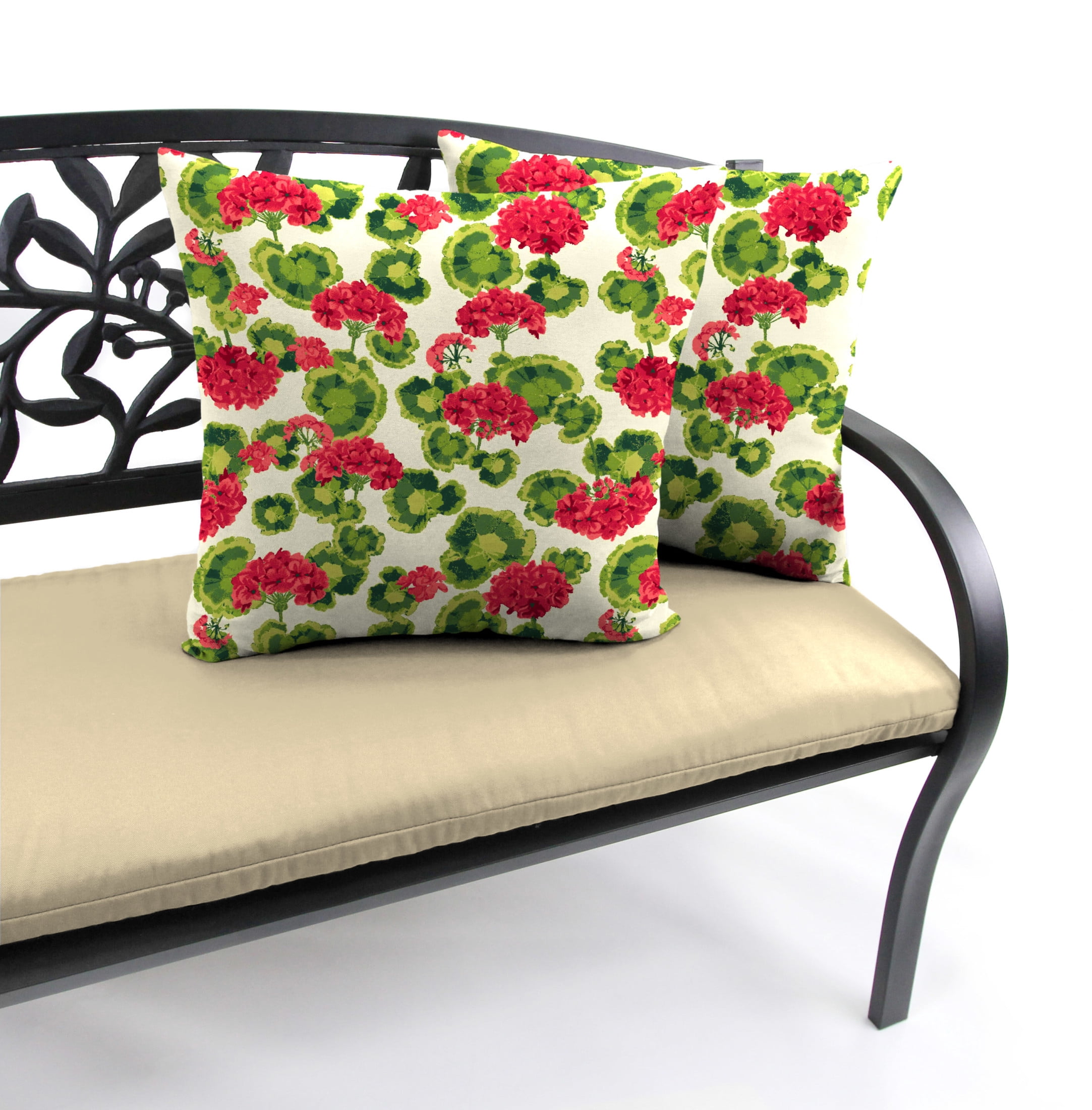 Jordan Manufacturing 22" x 22" Geranium Multicolor Floral Square Outdoor Throw Pillow (2 Pack)