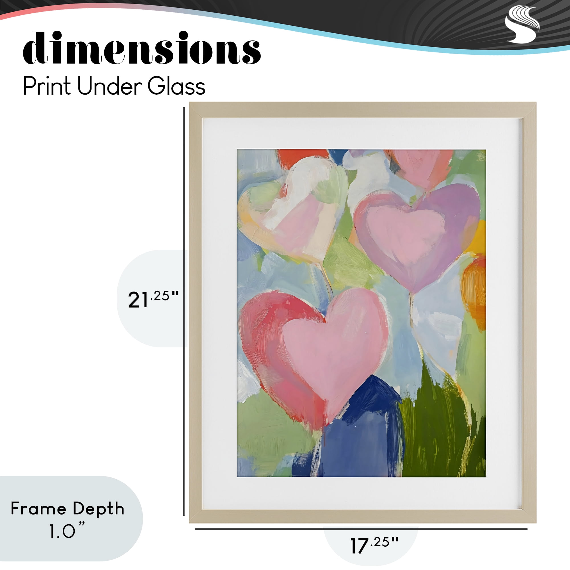 Stupell Industries Pink Hearts Abstraction Birch Framed Print Under Glass, design by The Prints Vibe