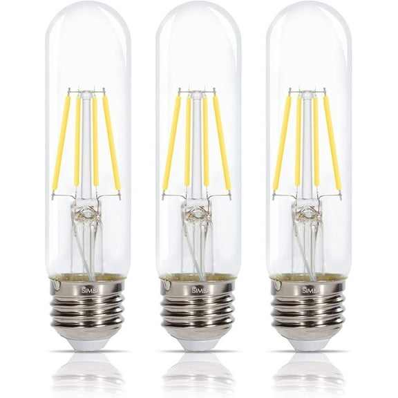 Simba Lighting LED T10 6W 60W Equivalent Bulbs 120V Dimmable E26 4000K Warm White 3-Pack