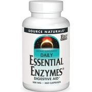 Source Naturals Essential Enzymes 500mg, Bio-Aligned Multiple Enzyme Supplement Herbal Defense for Digestion, Gas, Constipation & Bloating Relief - Supports a Strong Immune System* - 360 Capsules
