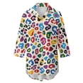 thumbnail image 4 of Xoenoiee Colorful Leopard Print Women's Swimsuit Cover Ups Shirt V-Neck Button Down Bathing Suit Coverups Beach Tunic Tops Resort Wear Plus Size, M, 4 of 7