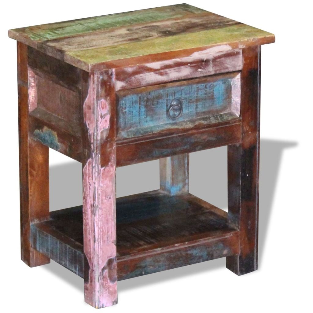 Kepooman Modern Rectangle Reclaimed Wood Side End Storage Stand with 1 Drawer, 17" x 13" x 20", Brown Kepooman Modern Rectangle Reclaimed Wood Side End Storage Stand with 1 Drawer, 17" x 13" x 20", Brown