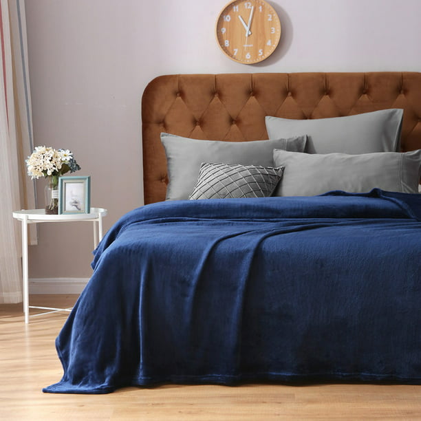 Fleece Blankets Queen Size Navy Blue, Queen Size Travel Bed