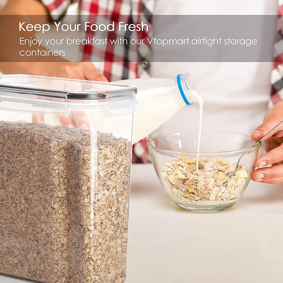 4Pcs Cereal Storage Container Set, PP Airtight Food Storage Containers 4L for Cereal, Snacks and Sugar
