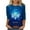 Light Blue, variant on Cavosen Festival of Lights Women's Pullover Sweaters Hebrew Gift Candles FunnySweatshirt Crew Neck 3/4 Length Sleeve Stretch Chanukah Jewish Cute Tee Tops