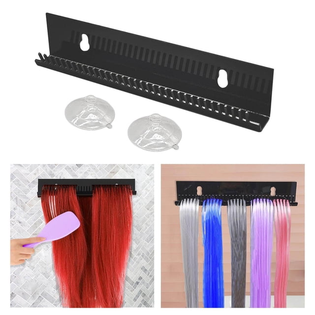 pitrice Support d'Extension de Cheveux pour Salon de Coiffure Spa, Support d'Extension de Cheveux, Tressage, Support de Rangement d'Exposition de Perruque Naturelle pour Tressage, Noir