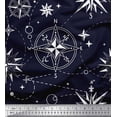 thumbnail image 1 of Soimoi Blue Cotton Poplin Fabric Direction Compass Nautical Print Fabric by the Yard 56 Inch Wide, 1 of 5