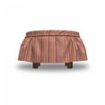 thumbnail image 4 of Grunge Ottoman Cover, Murky Pastel Toned Stripes, 2 Piece Slipcover Set with Ruffle Skirt for Square Round Cube Footstool Decorative Home Accent, Standard Size, Salmon Pale Orange Pink, by Ambesonne, 4 of 5