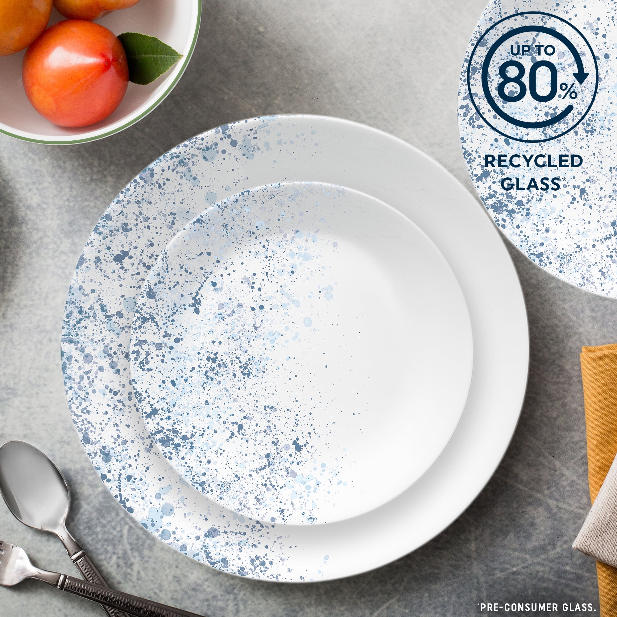 Corelle Indigo Speckle 12-Piece Glass Dinnerware Set (Service for 4)